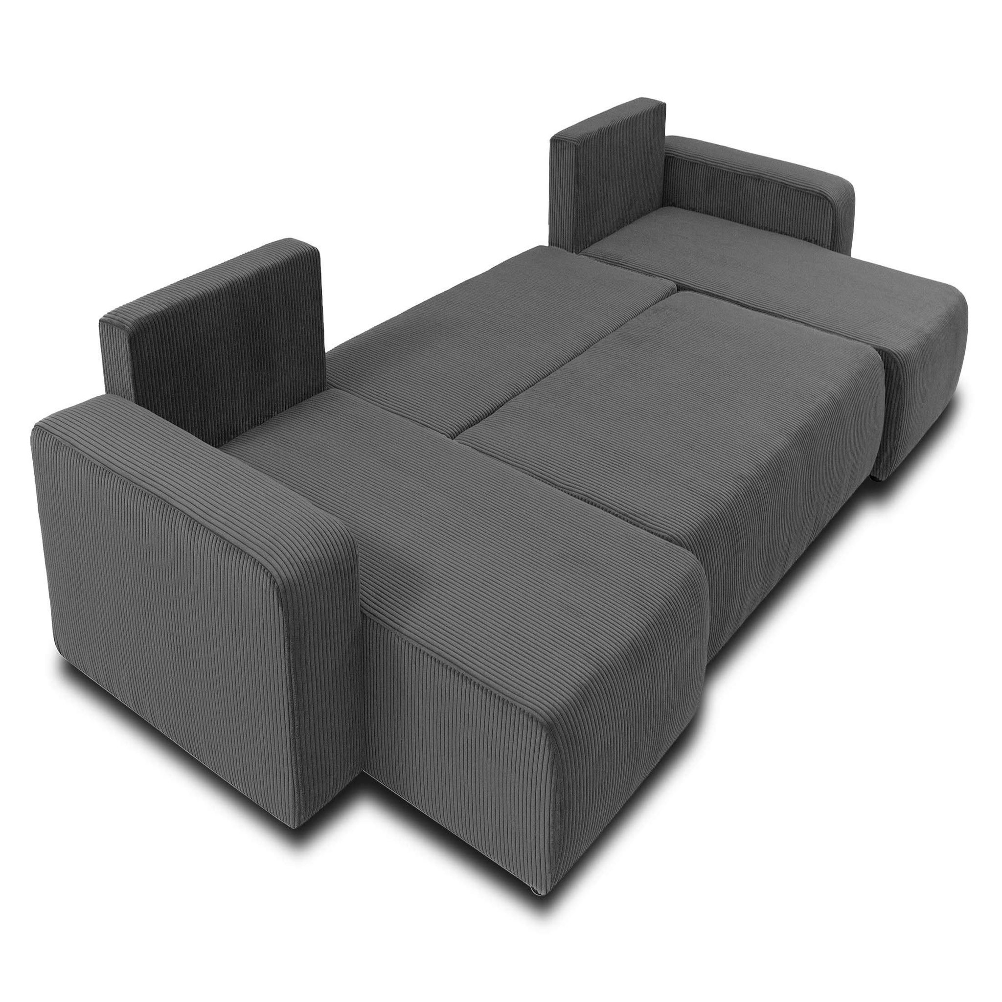 Voir la diapositive 3 : BEST MOBILIER Artemisa - canapé panoramique en u - 7 places - convertible avec coffre - en velours côtelé