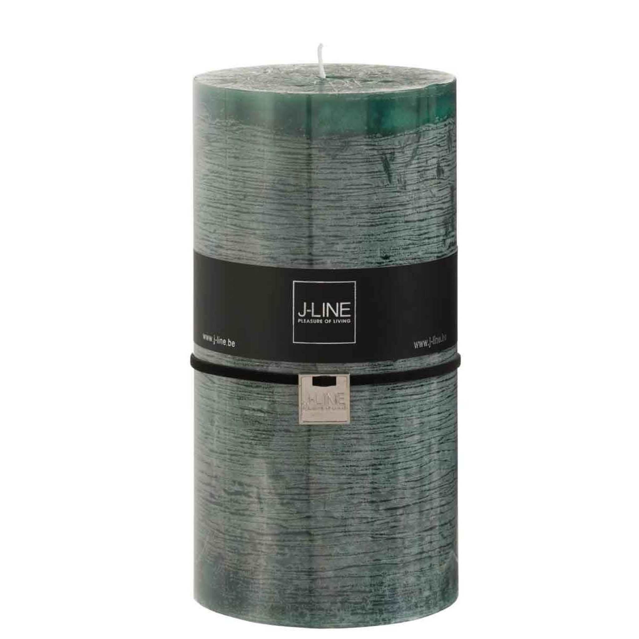 J-LINE Bougie cylindrique déco  junina  20cm vert foncé