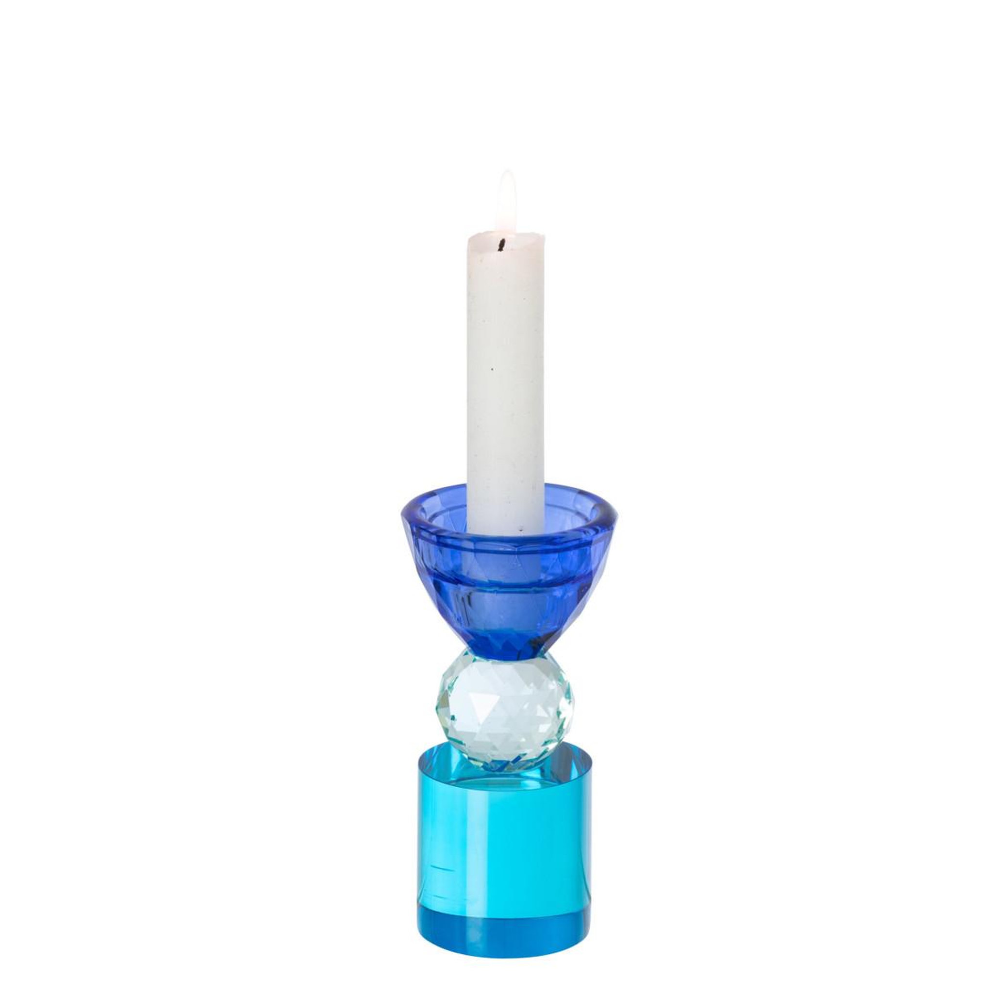 Voir la diapositive 2 : J-LINE Chandelier design en verre  taillé  14cm bleu azur