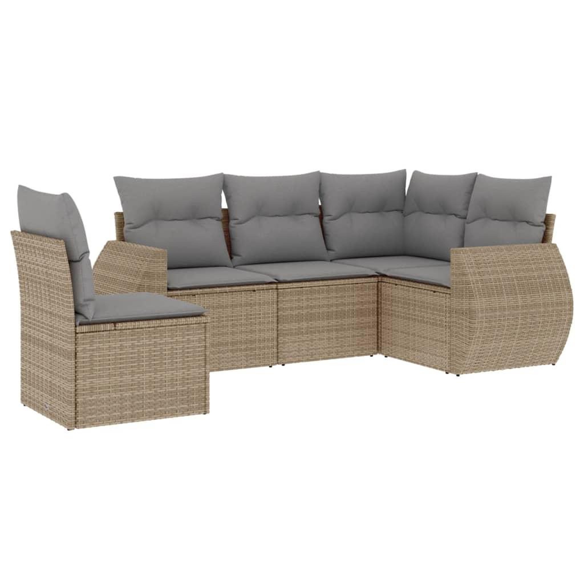 Voir la diapositive 2 : VIDAXL Salon de jardin avec coussins 5 pcs beige resine tressee