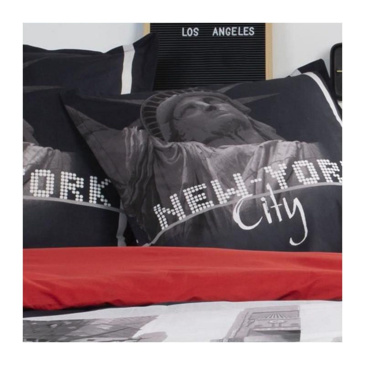 Today TODAY Parure de lit Coton 2 personnes - 220x240 cm - Imprime Rouge Clem