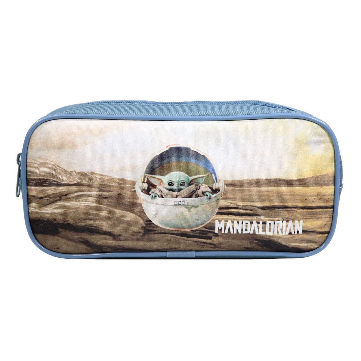 Bagtrotter Trousse scolaire rectangulaire Baby Yoda Star Wars / The Mandalorian Beige et Bleue Bagtrotter