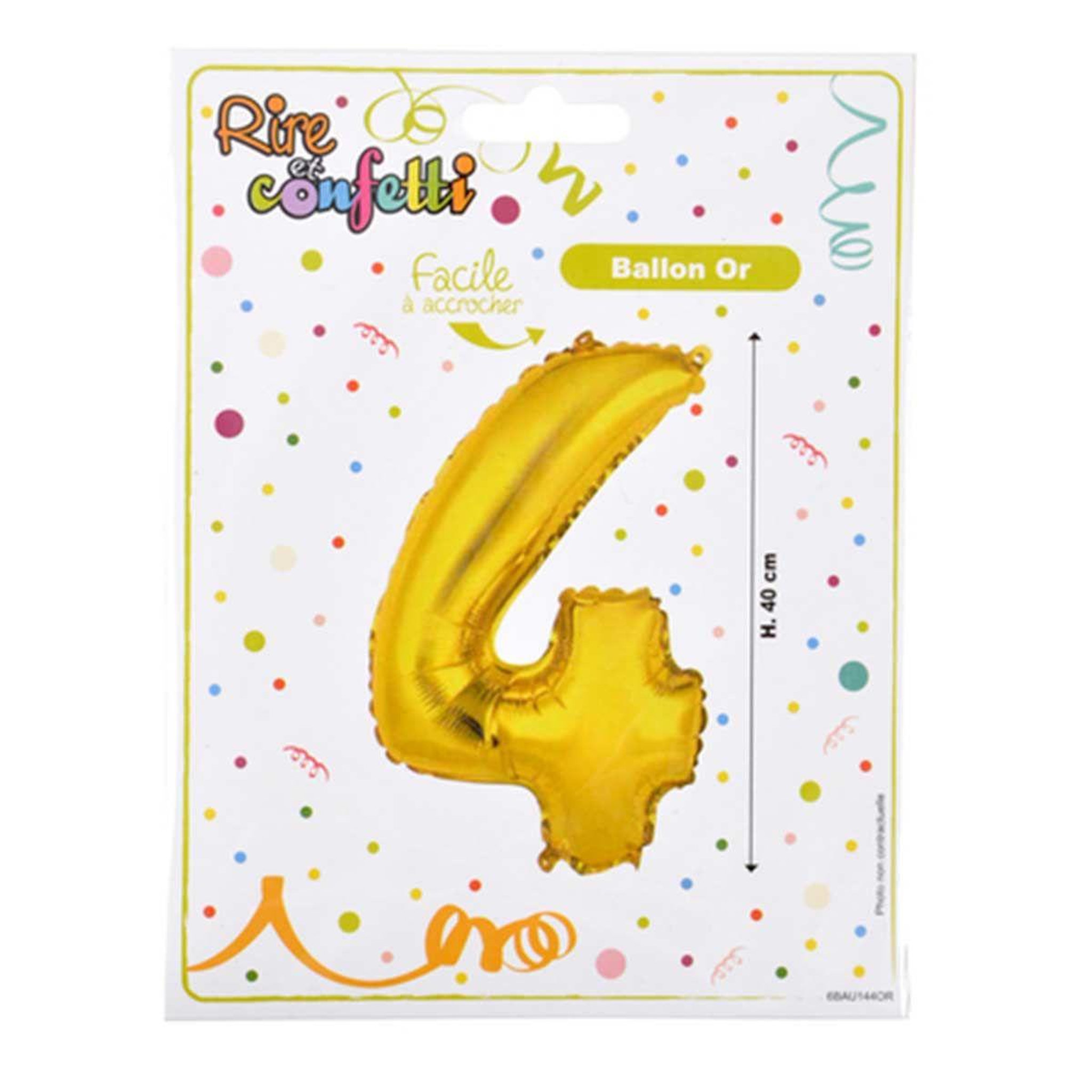 Voir la diapositive 2 : HOMEA Ballon Gonflable Métallisé  Chiffre 4  40cm Or