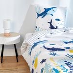 ACTUEL Parure housse de couette enfant en coton MARIN. Coloris disponibles : Blanc