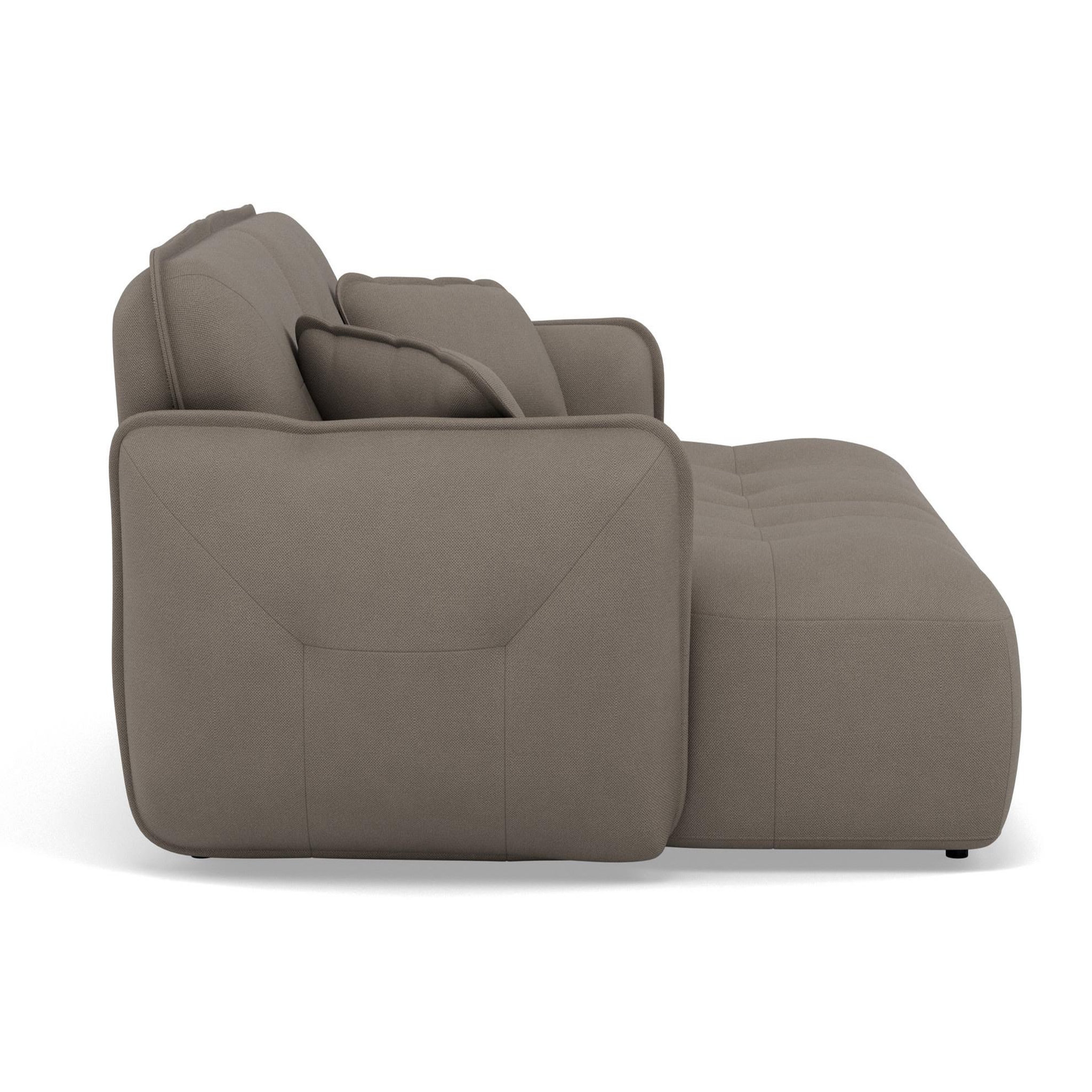 Voir la diapositive 2 : BEST MOBILIER Thais - canapé droit 4 places avec double méridienne assise profonde en tissu texturé