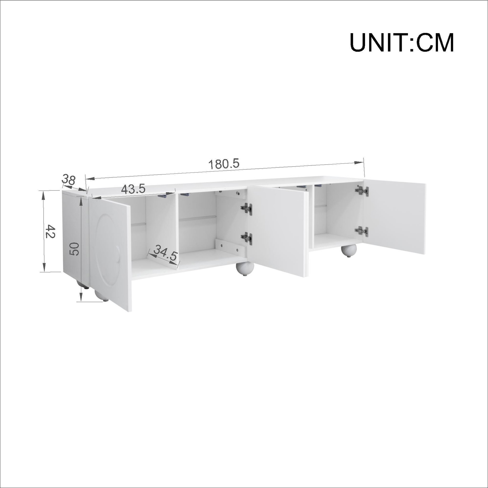 Voir la diapositive 3 : MERAX Meuble tv blanc 180,5 cm mdf
