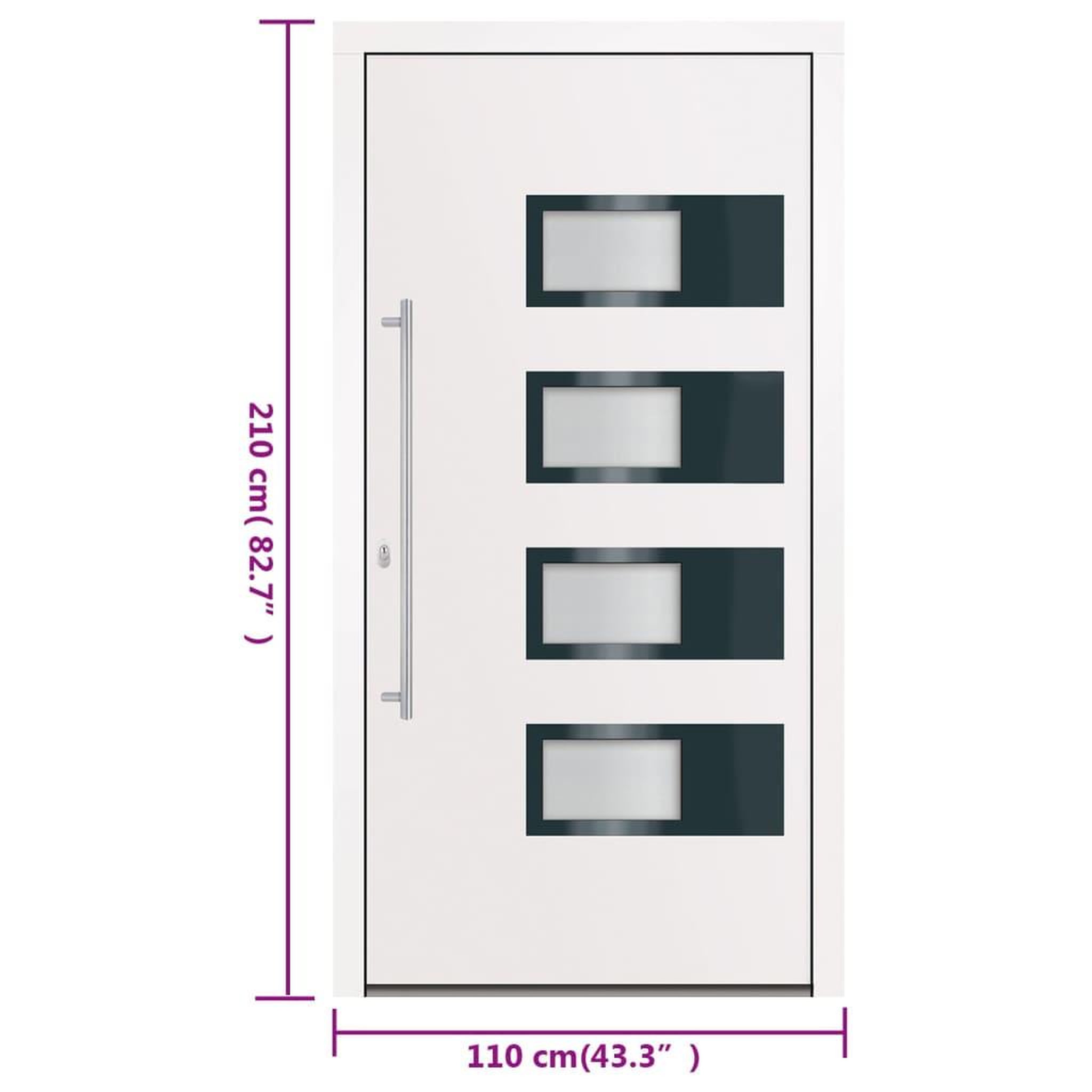 Voir la diapositive 6 : VIDAXL Porte d'entree Blanc 110x210 cm Aluminium et PVC