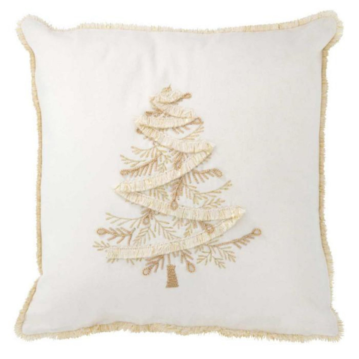 Paris Prix Coussin Déco Sapin  Ellis  45x45cm Blanc
