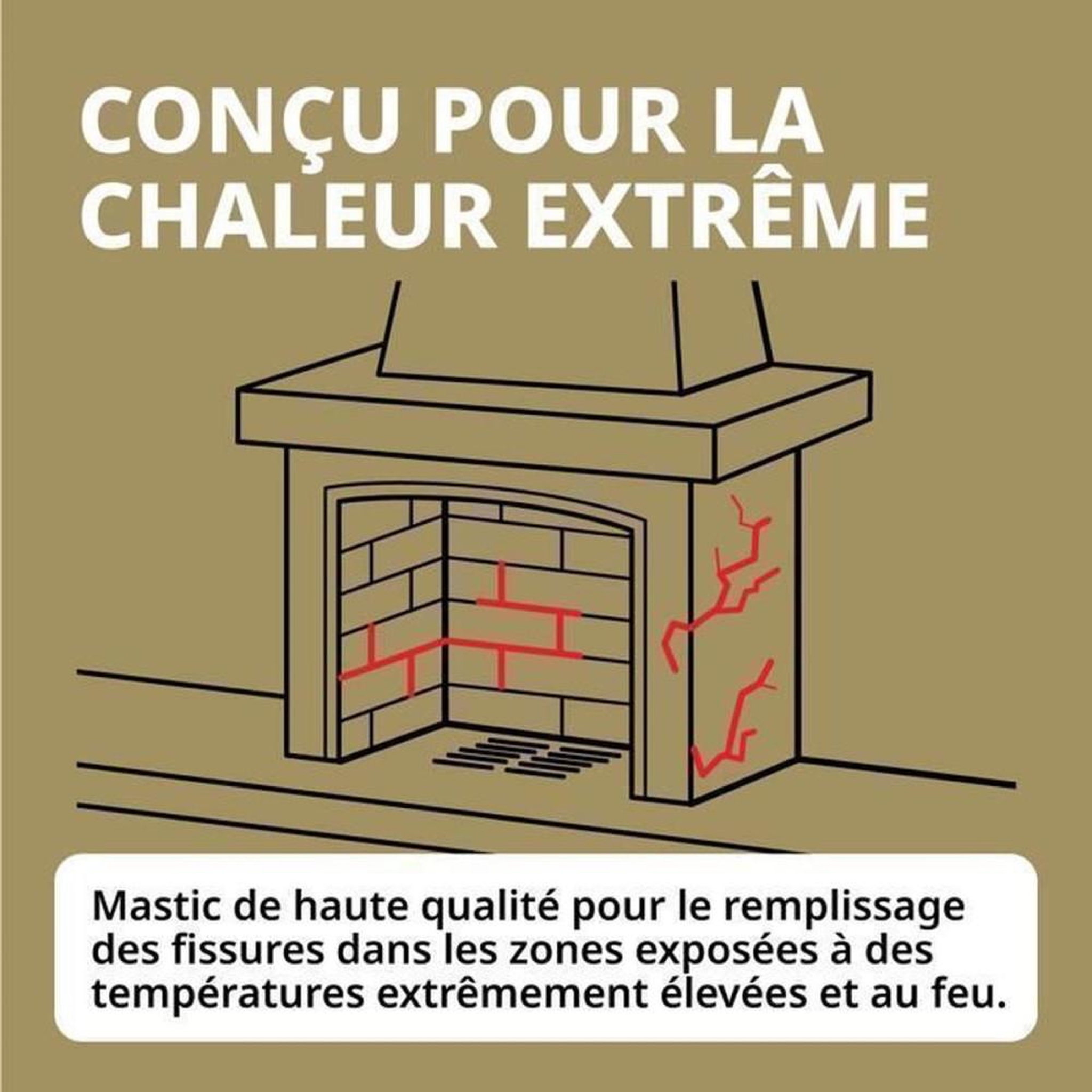 Voir la diapositive 2 : Mastic réfractaire monocomposant pour joints cheminée poêle, résistant jusqu'à 1500 °C, sans solvant, tube 300 ml, noir/gris