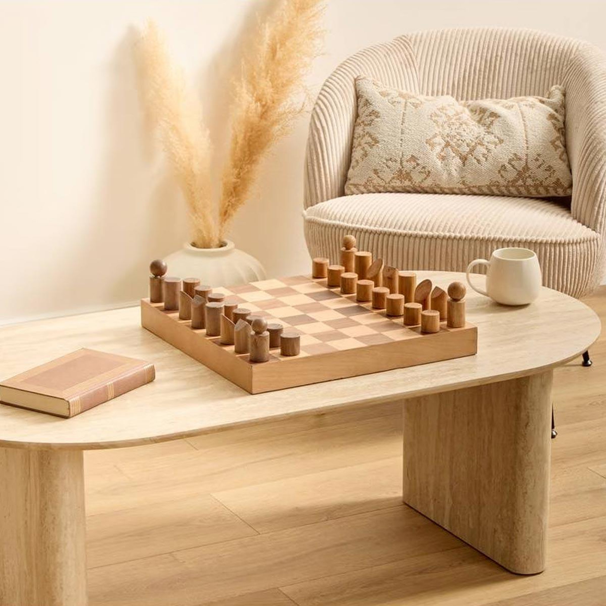 Voir la diapositive 2 : ATMOSPHERA Jeu d'échecs en bois  micka  40cm marron