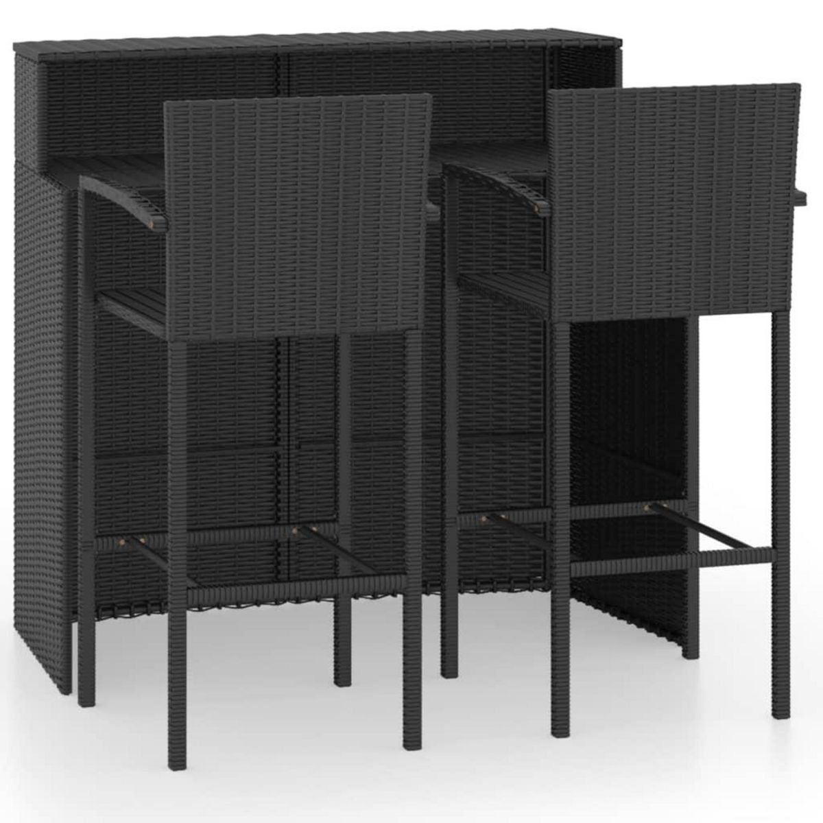 VIDAXL Ensemble de bar de jardin 3 pcs Noir