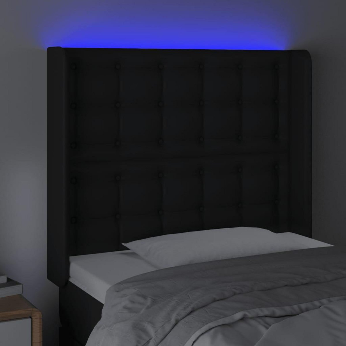 VIDAXL Tete de lit a LED Noir 103x16x118/128 cm Similicuir
