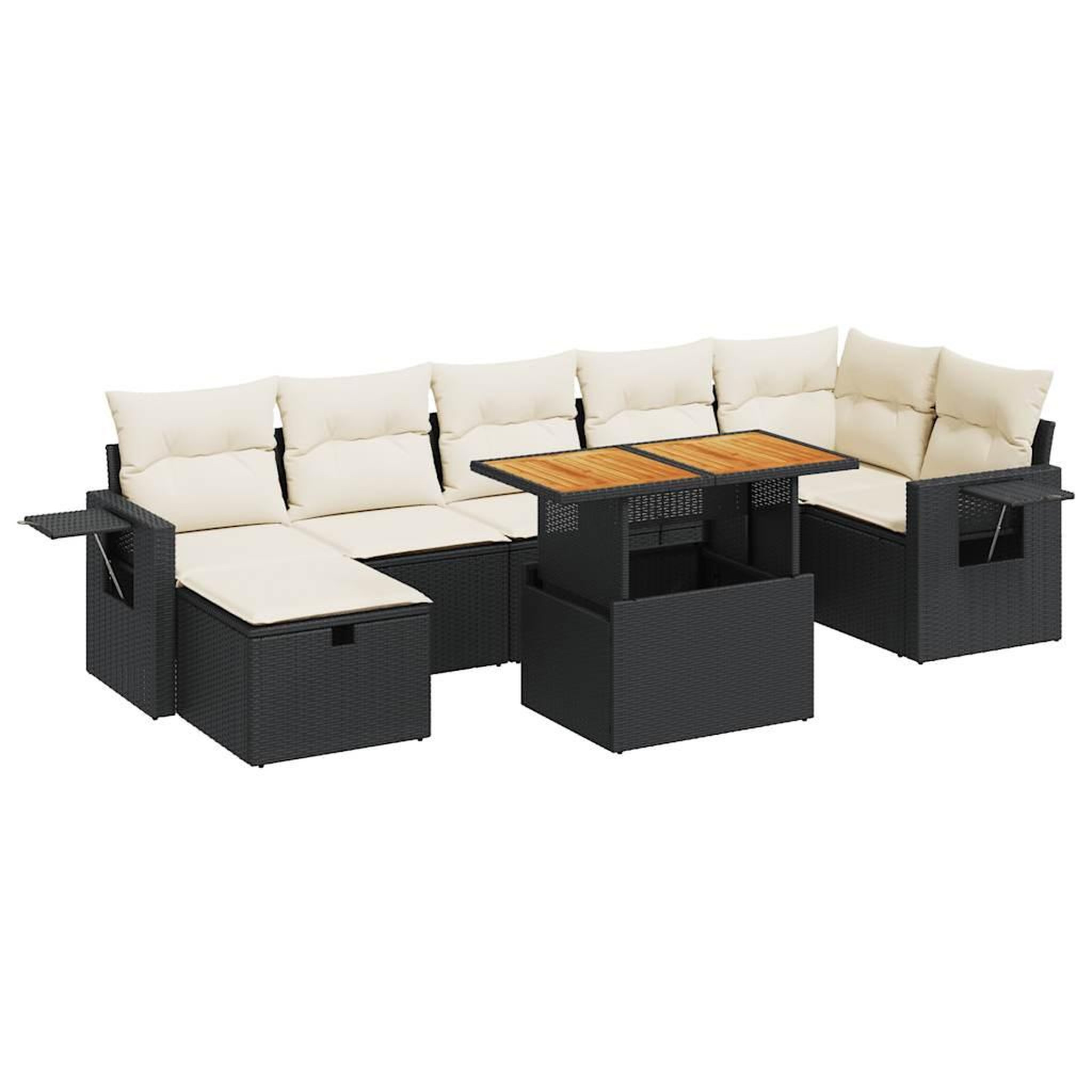 Voir la diapositive 2 : VIDAXL Salon de jardin 5 pcs avec coussins noir resine tressee acacia