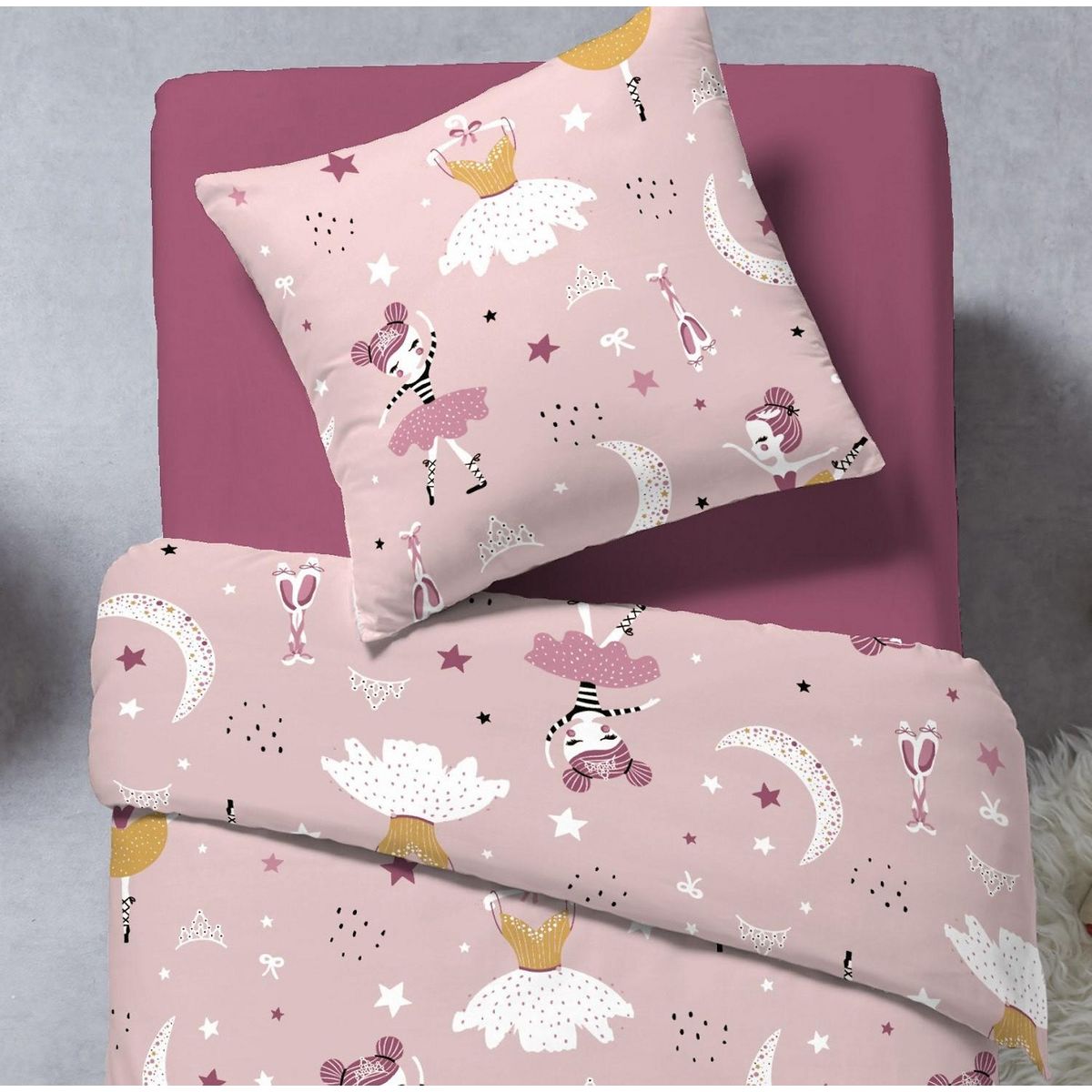 Home collection Parure housse de couette 2pcs 140x200 coton 57 fils ballerine multico