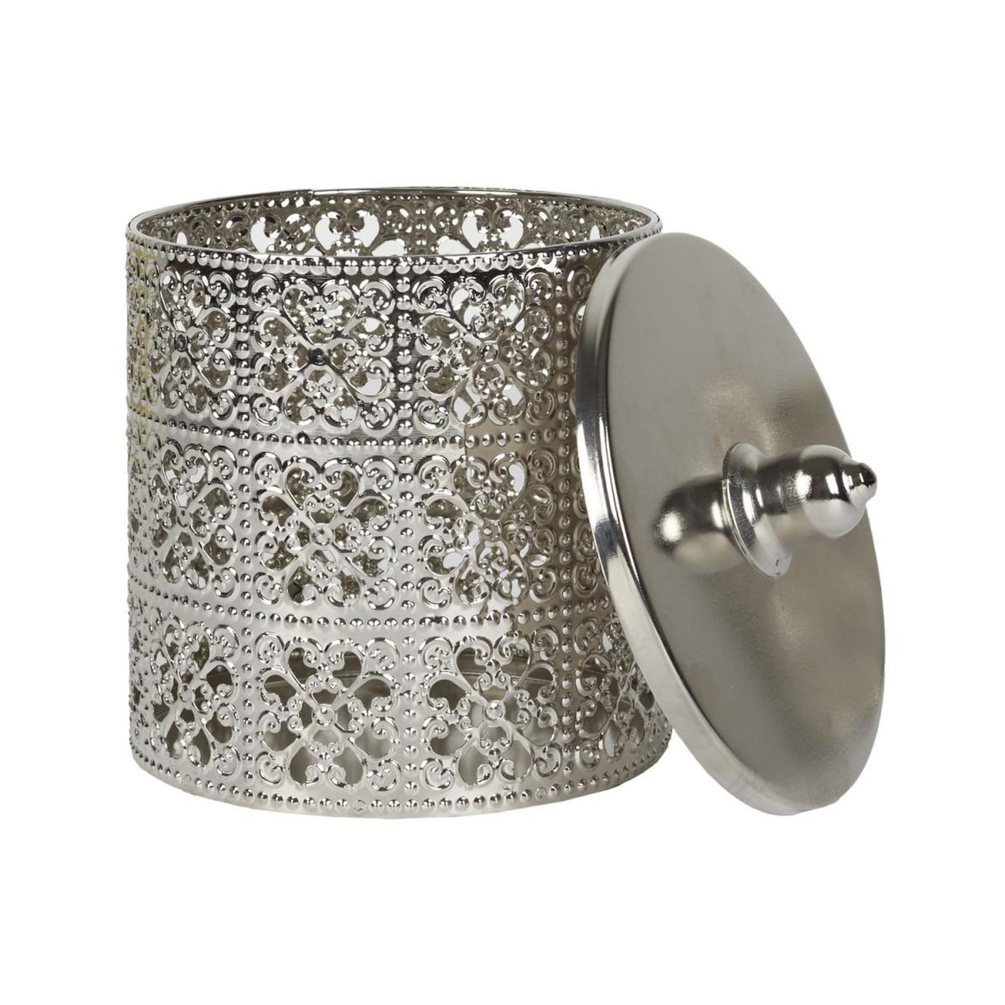 Voir la diapositive 2 : The Home Deco Factory Boîte déco en métal  ajourée  14cm argent