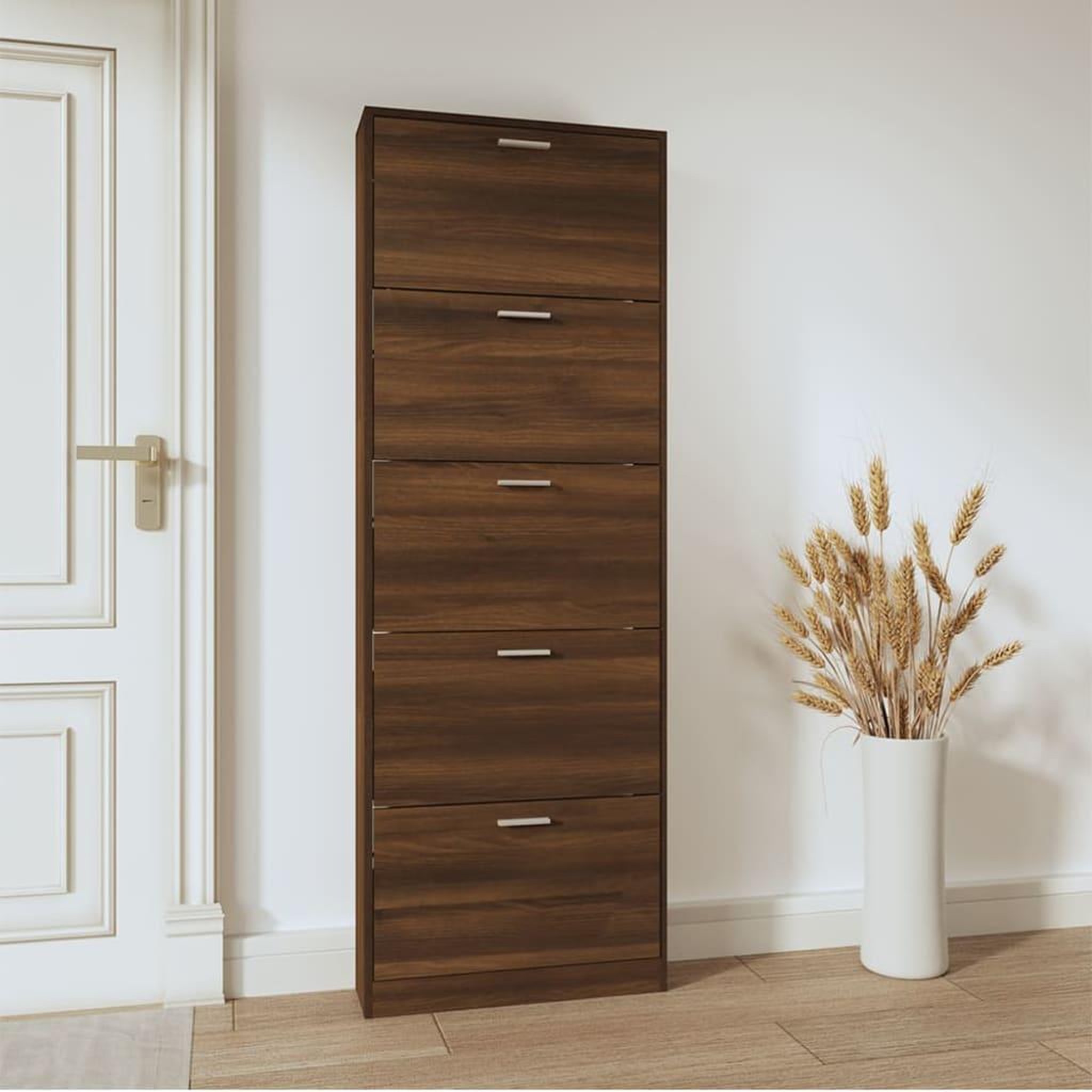 Voir la diapositive 3 : VIDAXL Armoire a chaussures Chene marron 59x17x169cm Bois d'ingenierie
