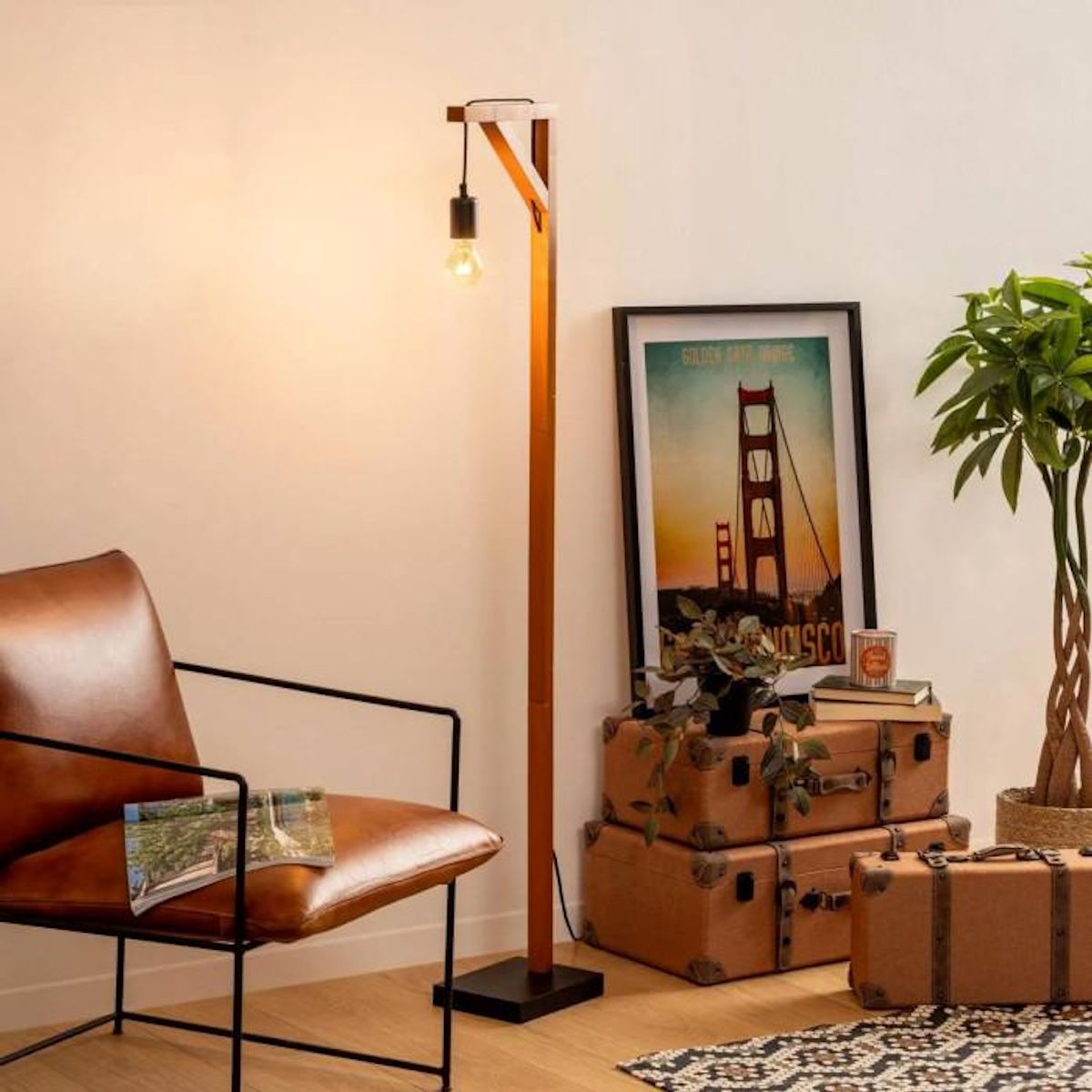 ATMOSPHERA Lampadaire Design en Bois  Wild  148cm Naturel