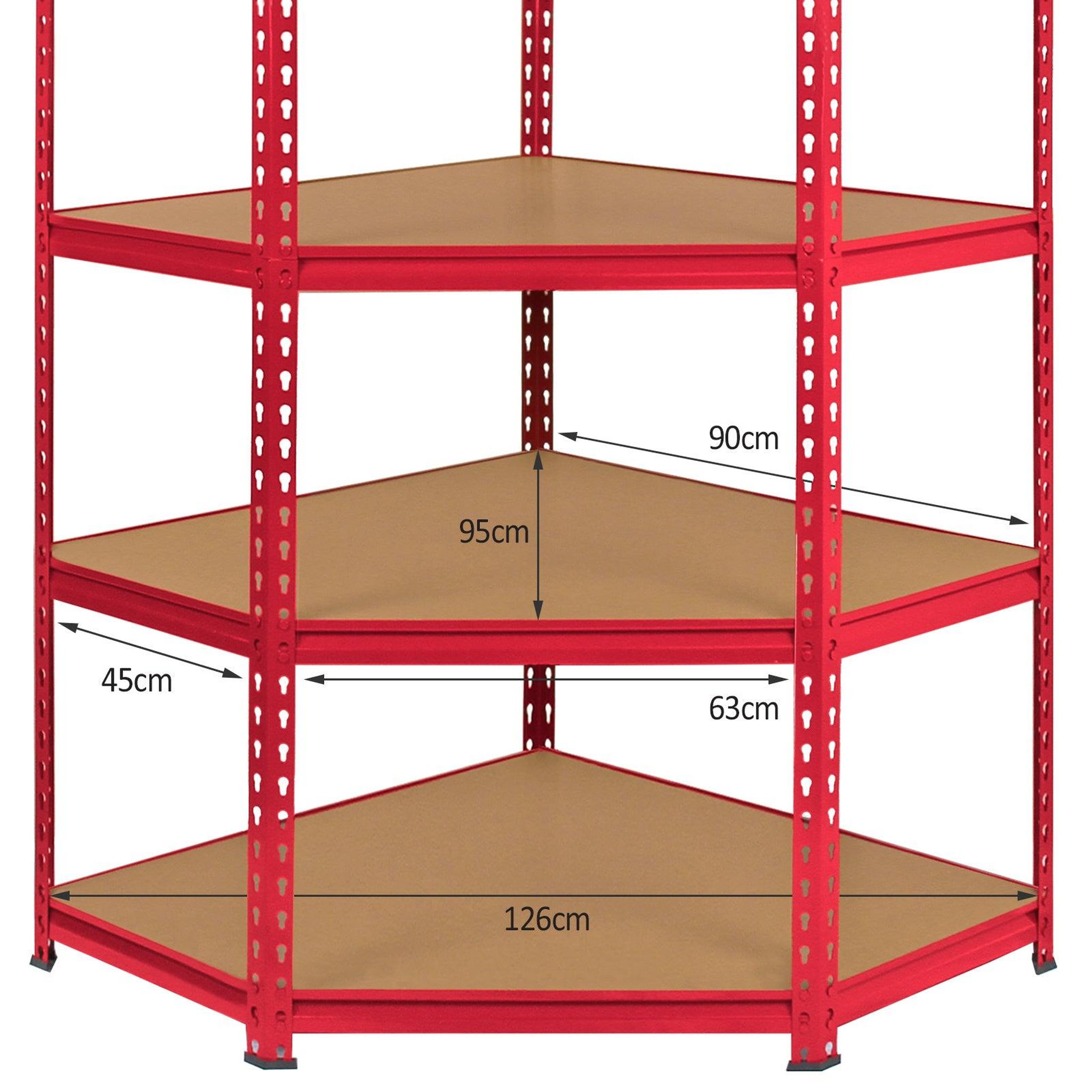 Voir la diapositive 5 : MONSTER RACKING 1 rayonnage d'angle z-rax en acier rouge 90cm x 45cm x 183cm
