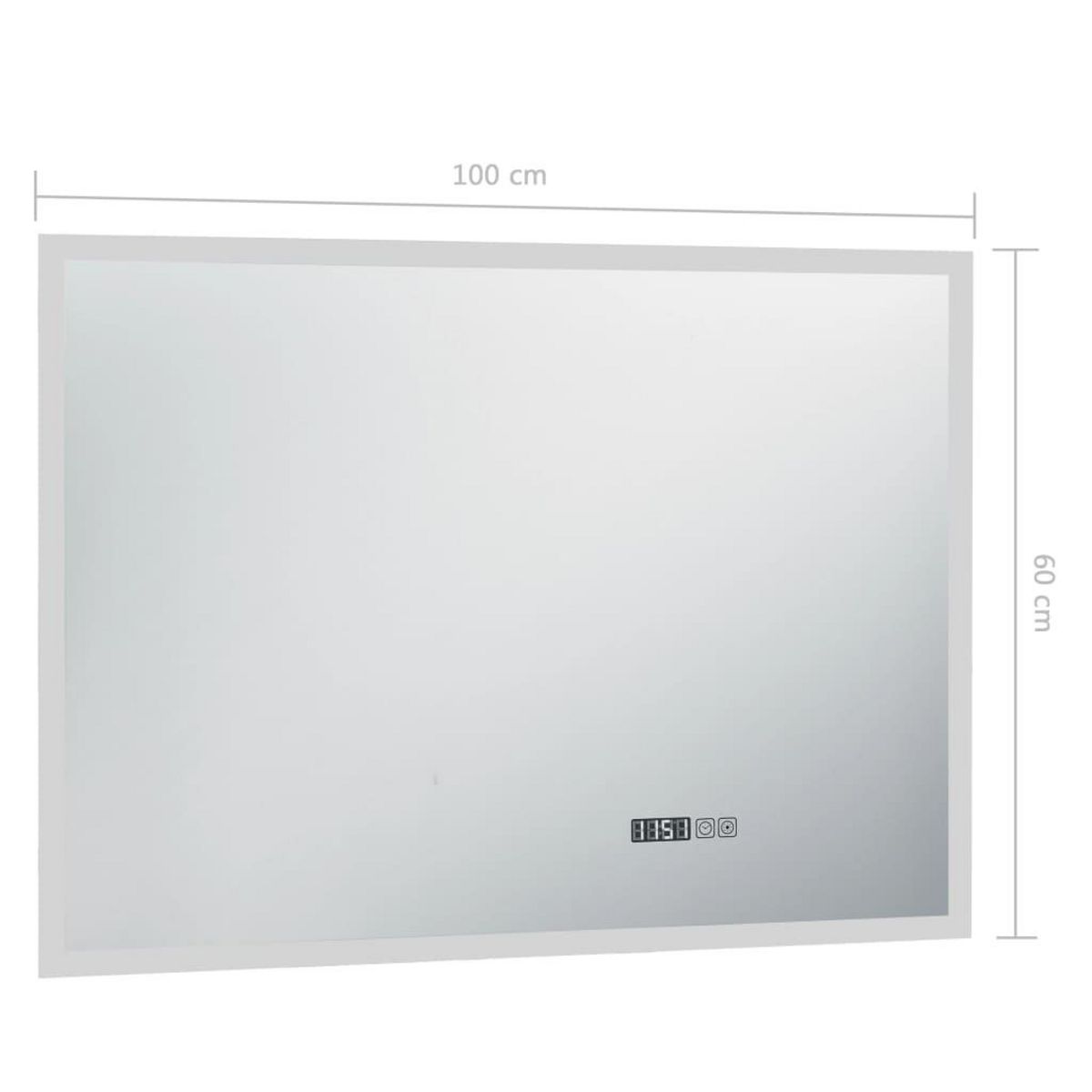 VIDAXL Miroir a LED et capteur tactile et affichage d'heure 100x60 cm