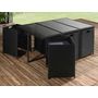 Voir la diapositive 6 : BEST MOBILIER Fira - salon de jardin encastrable 10 places - en résine tressée - noir avec coussins gris + housse de protection