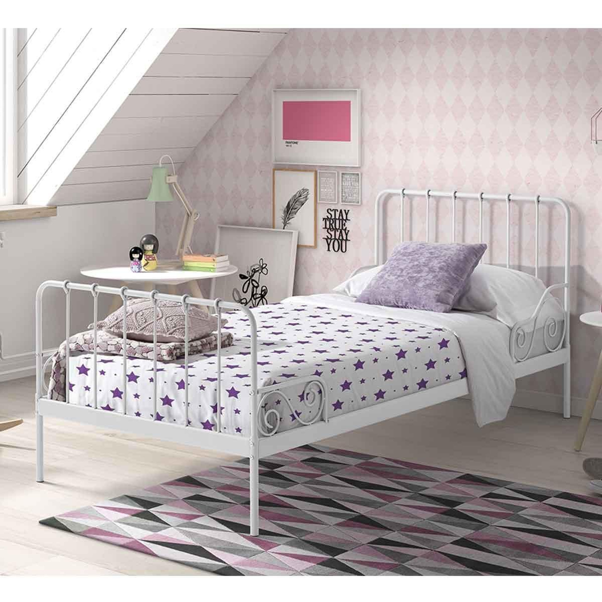 Voir la diapositive 3 : Paris Prix Lit enfant  alice  90x200cm blanc