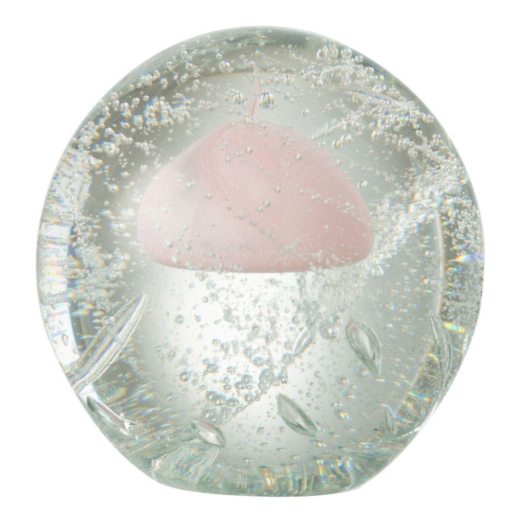 Voir la diapositive 1 : J-LINE Presse-papier en verre  bulle  12cm rose