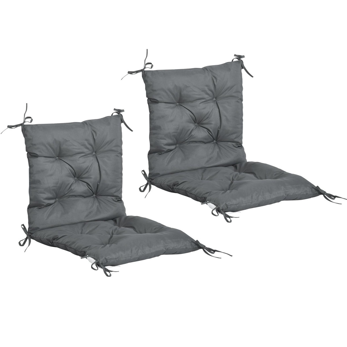 OUTSUNNY Lot de 2 coussins matelas assise dossier 2 en 1 pour chaise fauteuil grand confort 98L x 50l x 8H cm gris