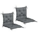 OUTSUNNY Lot de 2 coussins matelas assise dossier 2 en 1 pour chaise fauteuil grand confort 98L x 50l x 8H cm gris