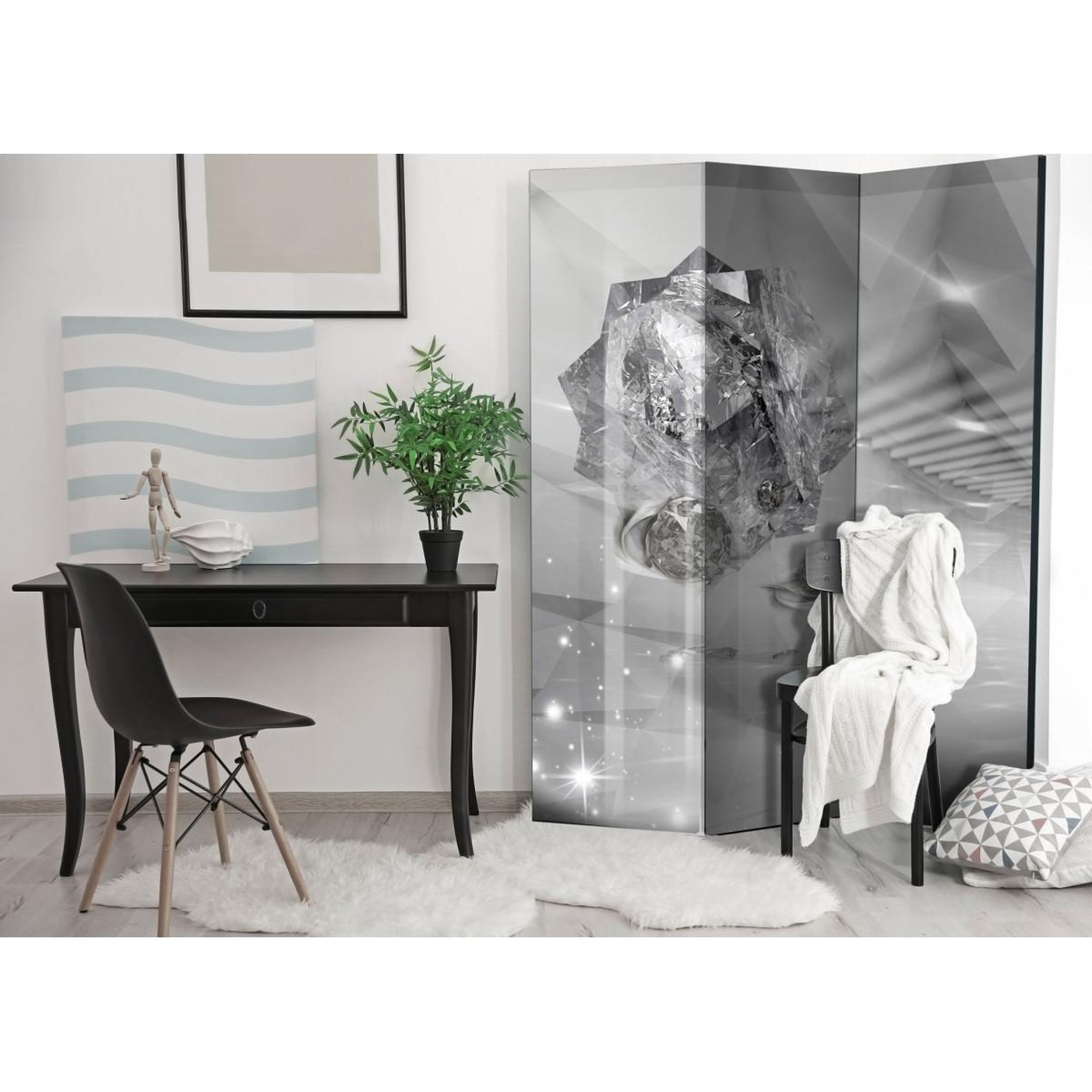 Voir la diapositive 2 : Paris Prix Paravent 3 volets  abstract greyness  135x172cm
