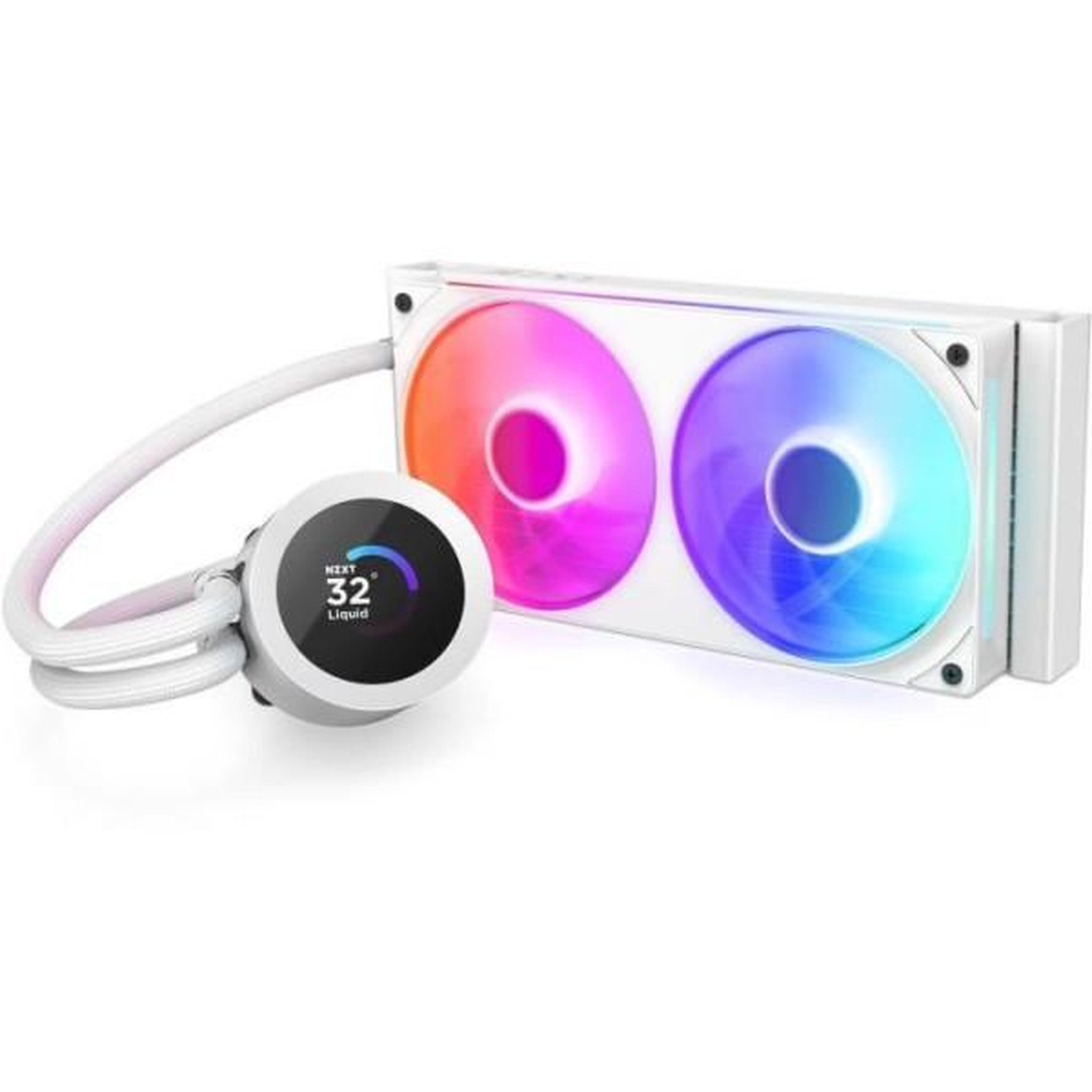 Voir la diapositive 4 : NZXT Watercooling - nzxt - rl-kr240-w2 - kraken plus 240 rgb - écran carré 1.54 personnalisable et ventilateurs rgb - blanc