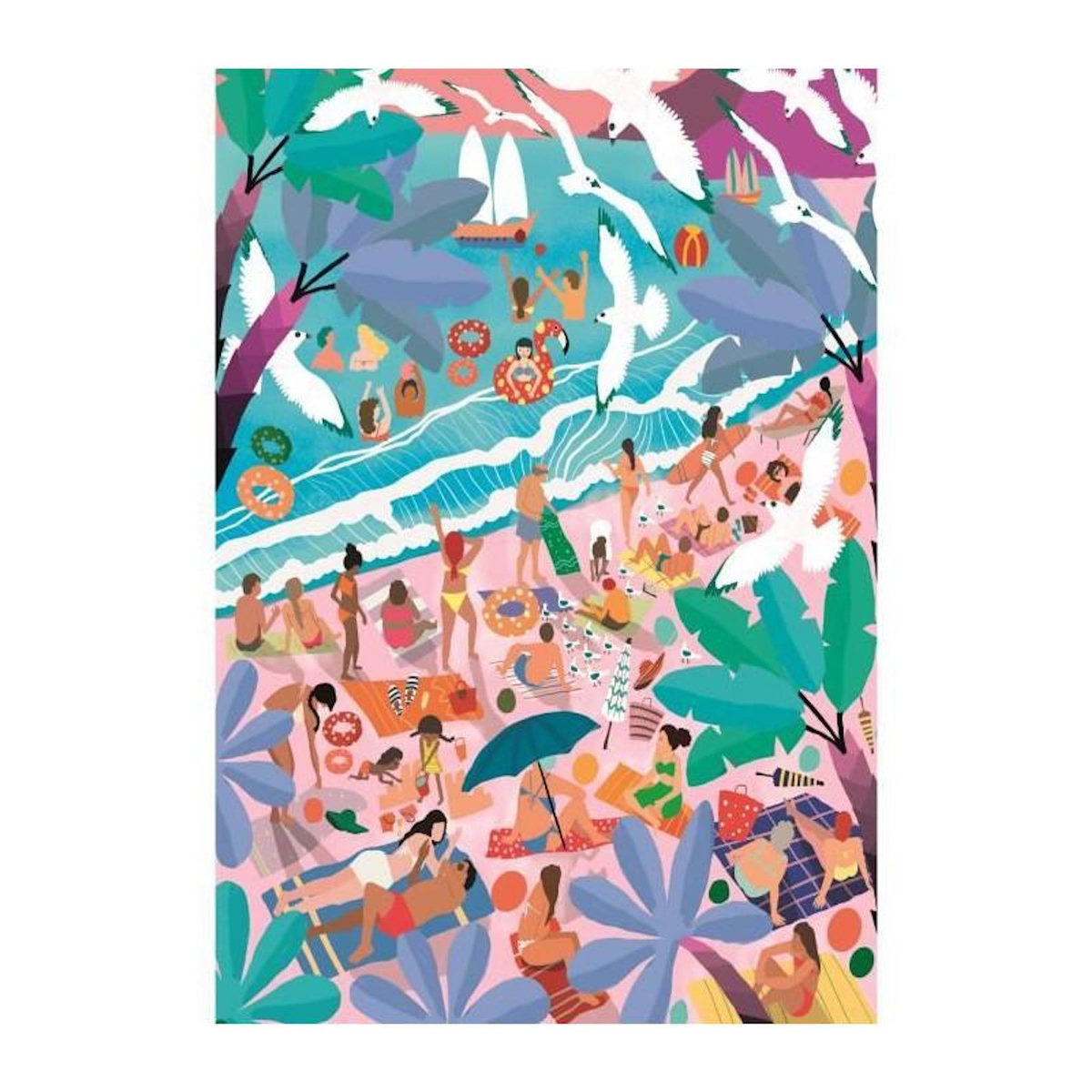 CLEMENTONI Puzzle 1000 pièces Compact Sunday at the Beach – Puzzle adulte – Clementoni