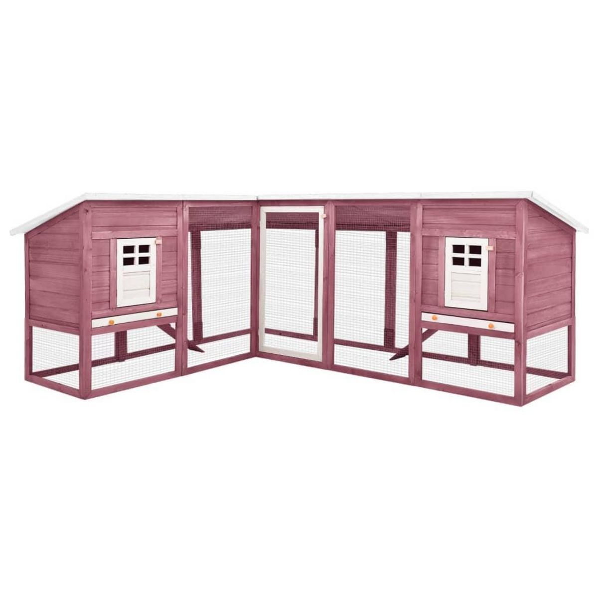 VIDAXL Clapier d'exterieur avec piste Moka et blanc Bois de sapin