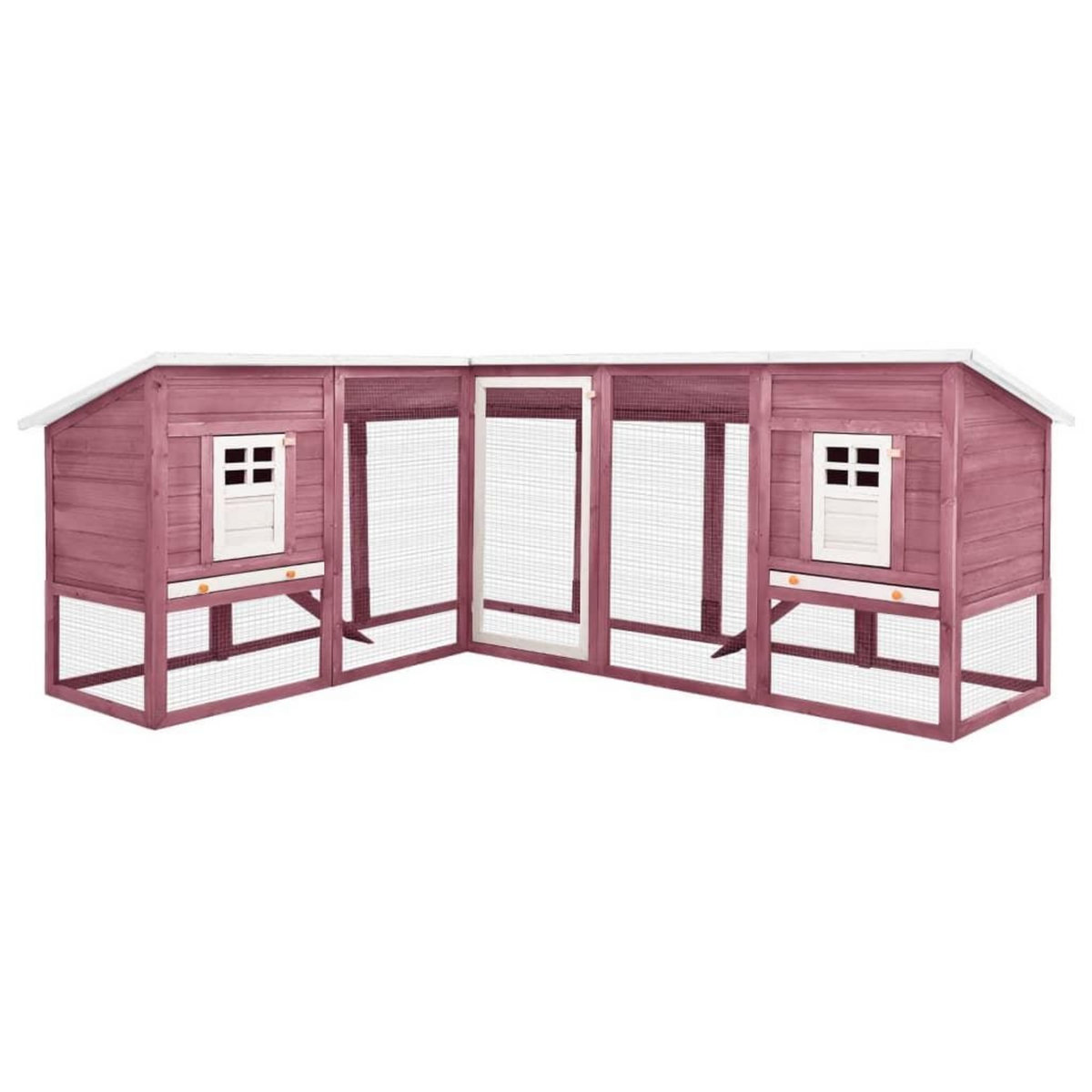 VIDAXL Clapier d'exterieur avec piste Moka et blanc Bois de sapin