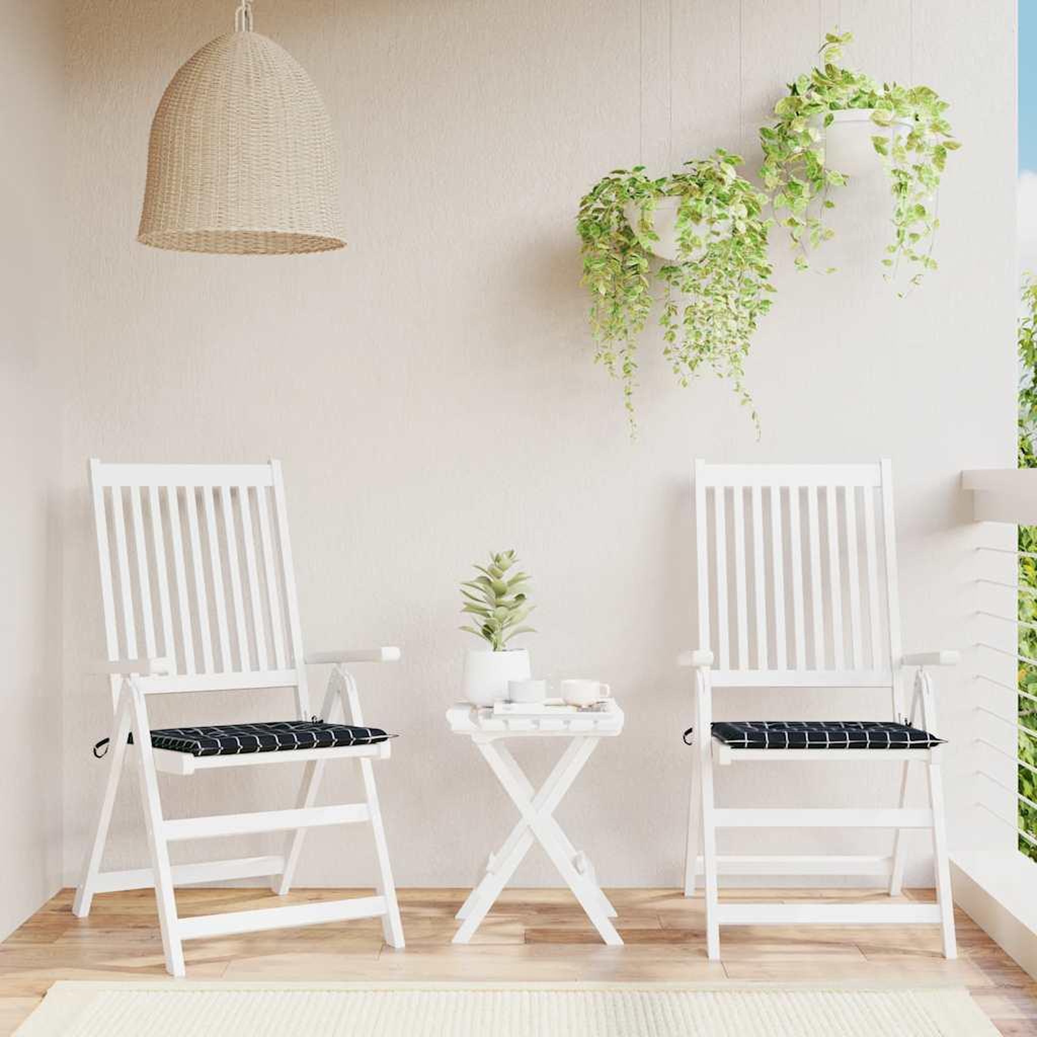 VIDAXL Coussins de chaise de jardin lot de 2 motif a carreaux noir