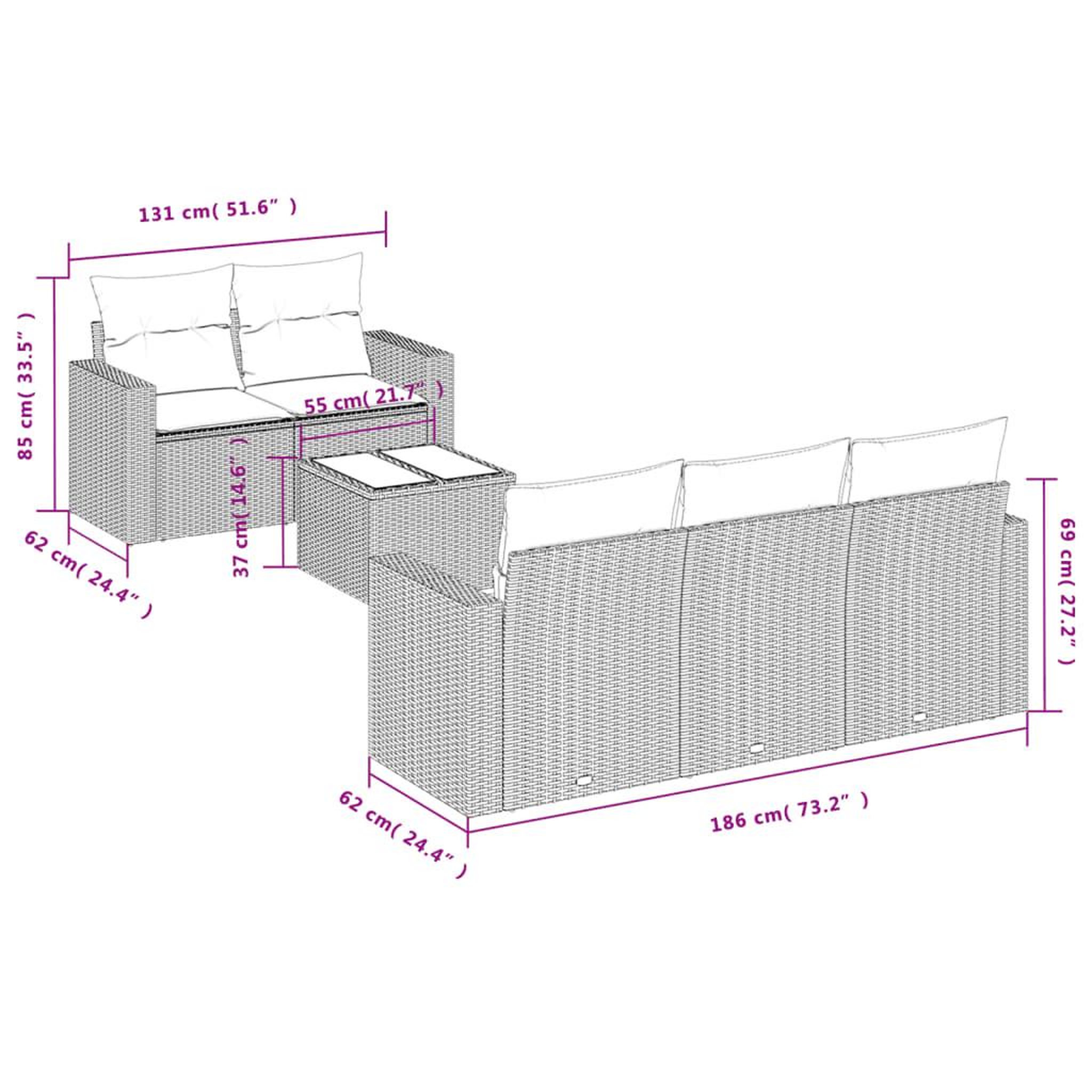Voir la diapositive 4 : VIDAXL Salon de jardin avec coussins 6 pcs beige resine tressee