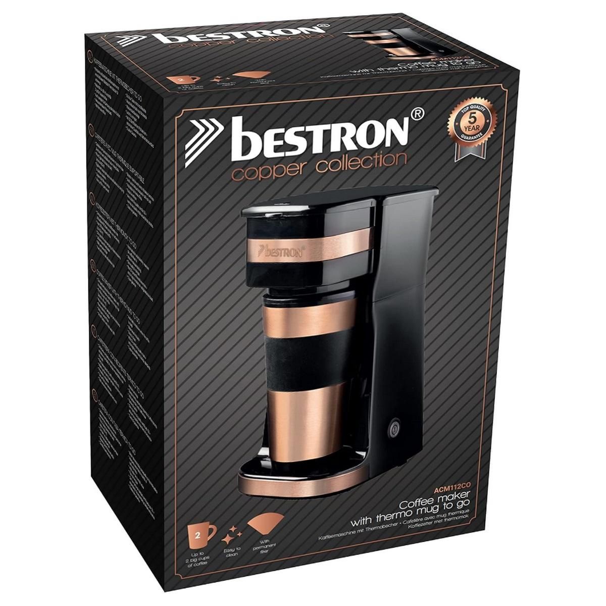 Bestron Cafetière isotherme 2 tasses 750w cuivre - ACM112CO