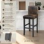 Voir la diapositive 2 : tectake Tabouret de bar rembourré avec dossier marron foncé