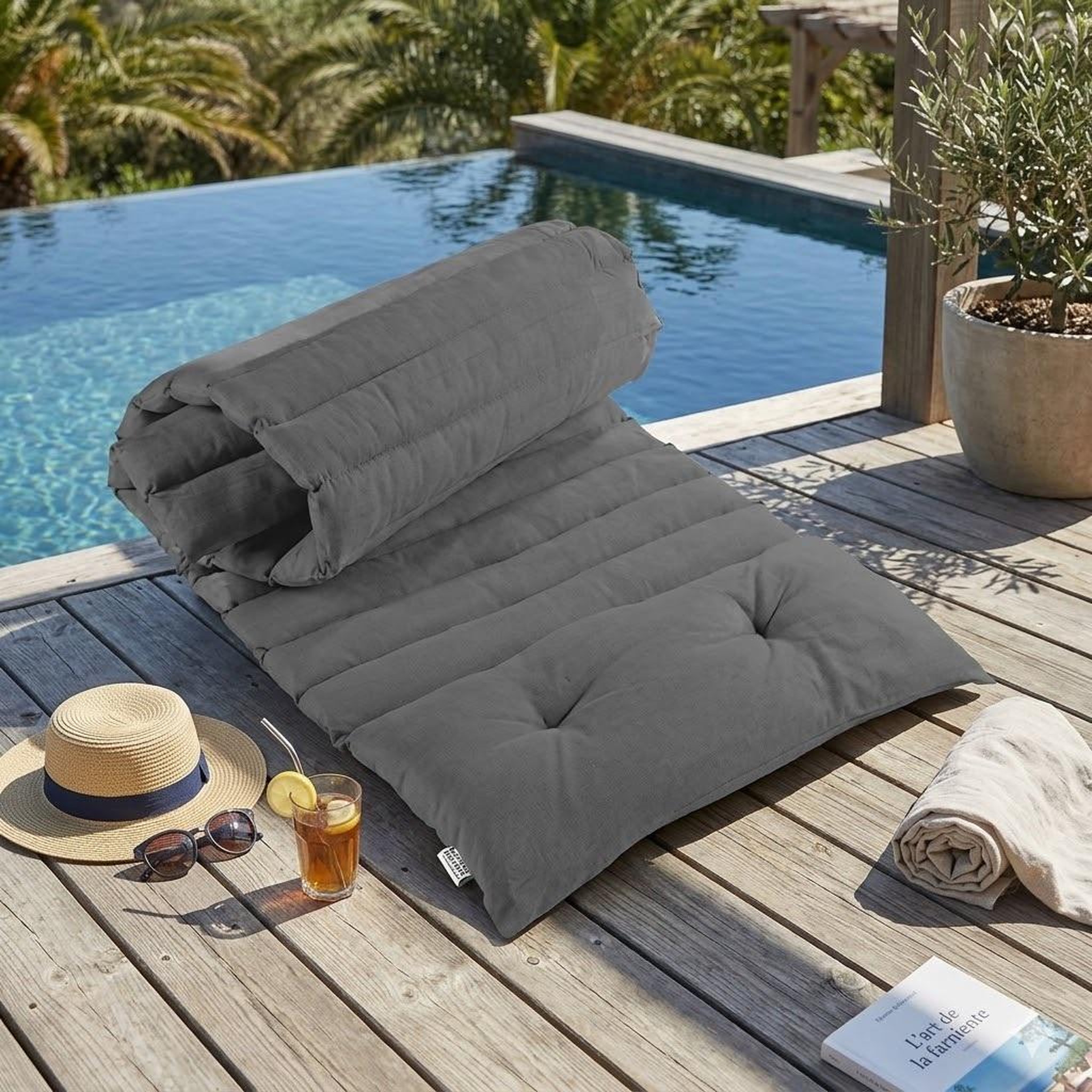Voir la diapositive 2 : Eden Matelas bain de soleil pacifique gris 180 x 60 cm