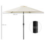 Voir la diapositive 3 : OUTSUNNY Parasol inclinable de jardin balcon terrasse manivelle toile polyester imperméabilisée haute densité 180 g/m² Ø2,7 x 2,35H m alu crème