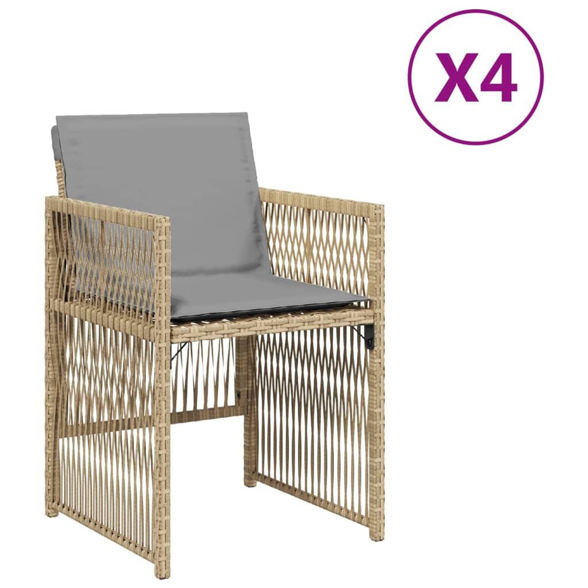 Voir la diapositive 2 : VIDAXL Chaises de jardin avec coussins lot de 4 melange beige