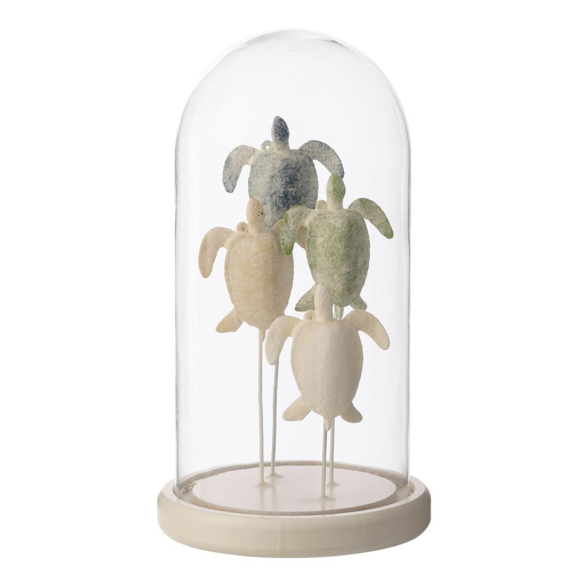 J-LINE Cloche déco en verre  turtle  26cm multicolore