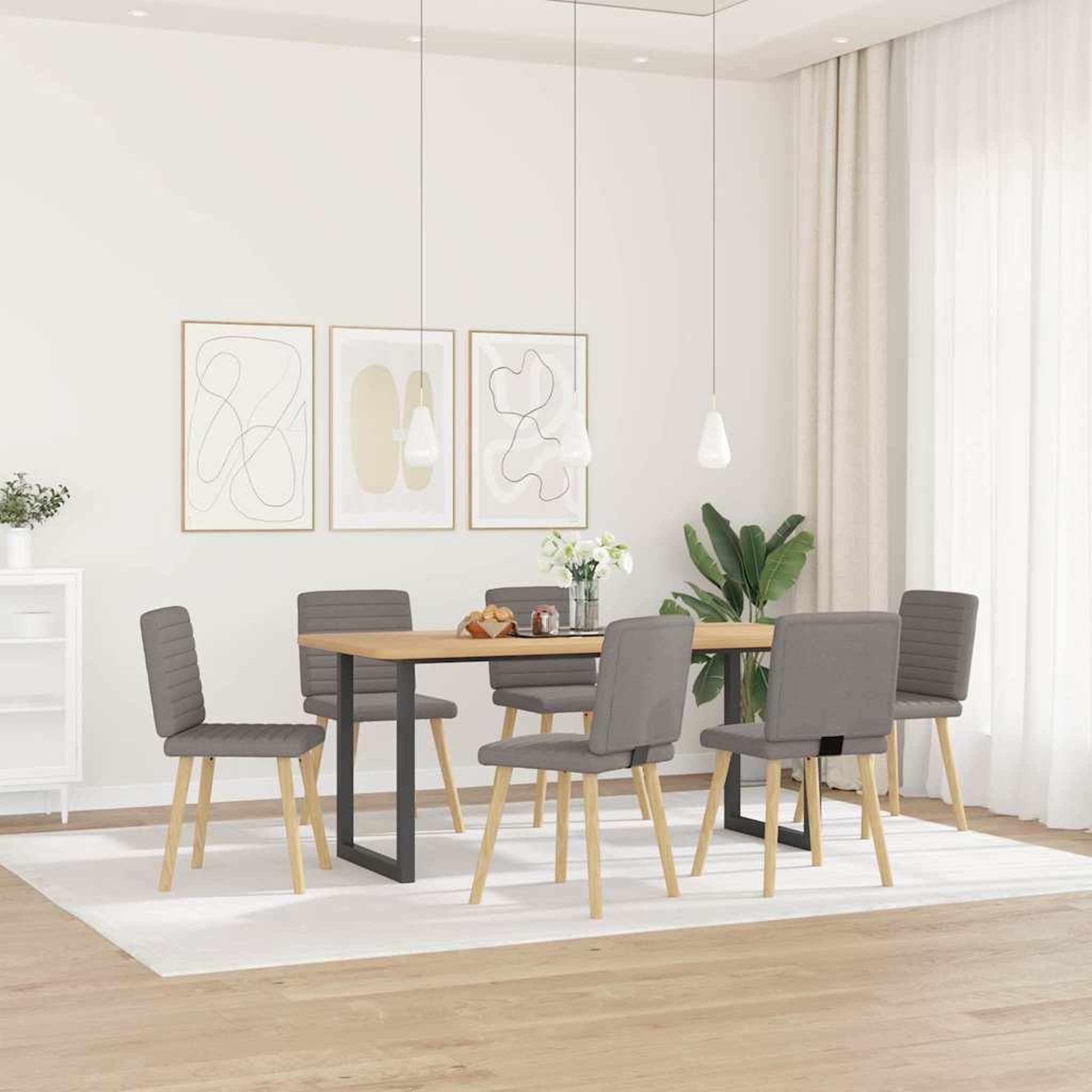 Voir la diapositive 1 : VIDAXL Chaises a manger lot de 6 taupe tissu