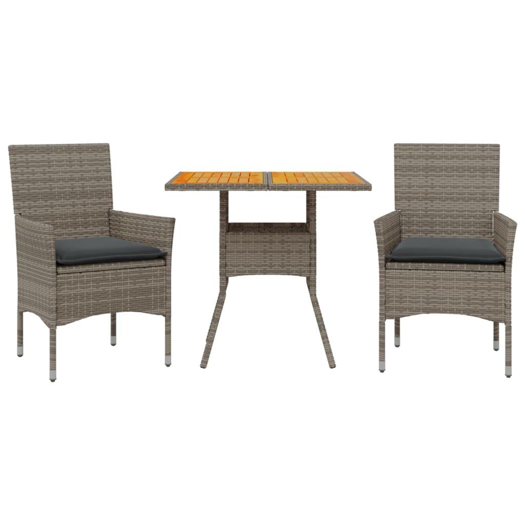 Voir la diapositive 2 : VIDAXL Ensemble a manger de jardin et coussins 3 pcs gris rotin acacia