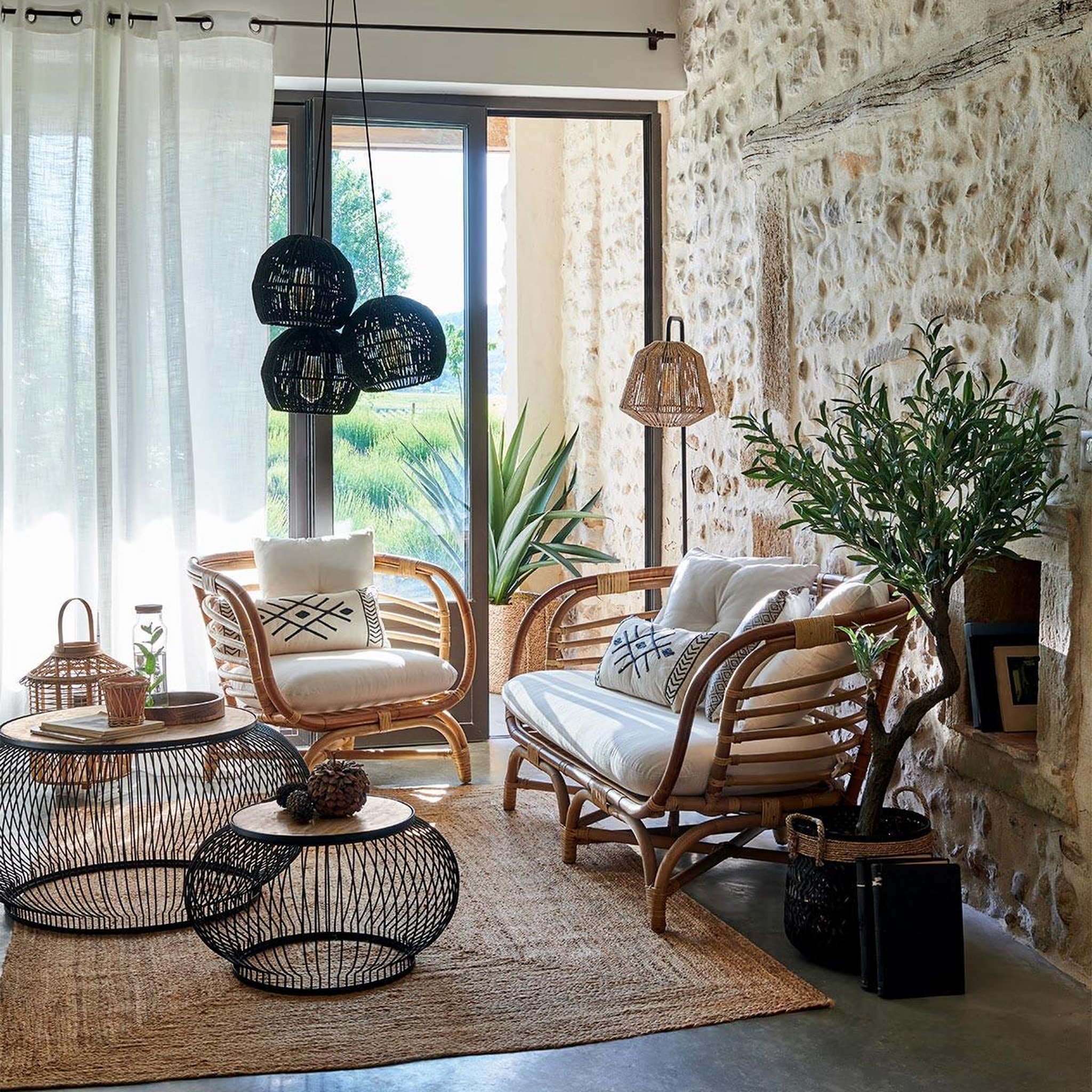 Voir la diapositive 5 : ATMOSPHERA Fauteuil design en rotin  farah  79cm naturel