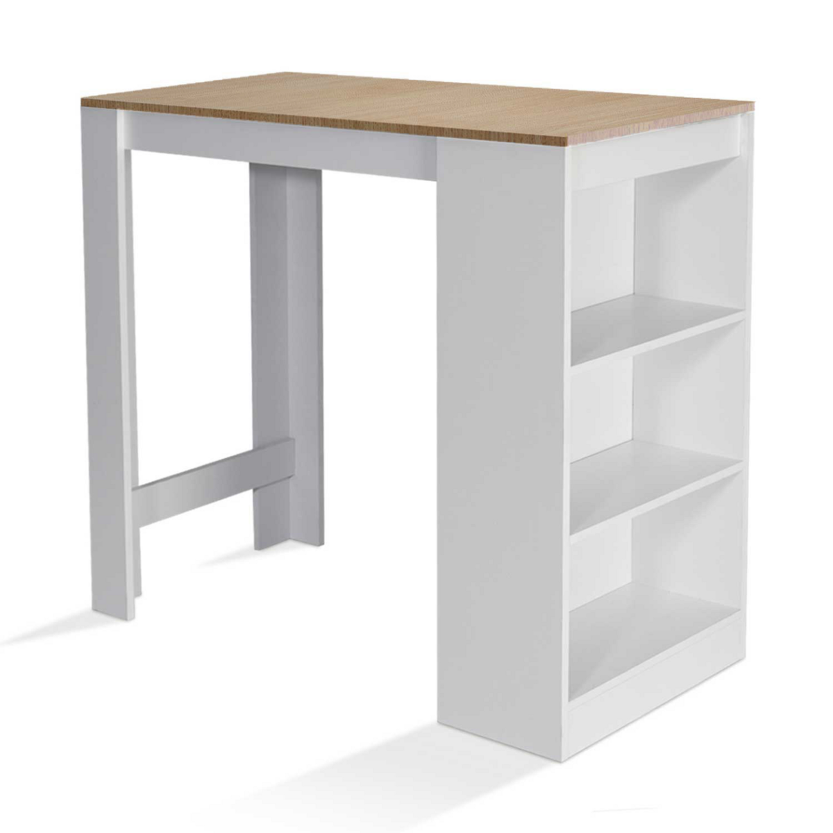 ID MARKET Table de bar BARTH 2 à 4 personnes bois blanc plateau façon hêtre