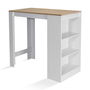 Voir la diapositive 1 : ID MARKET Table de bar BARTH 2 à 4 personnes bois blanc plateau façon hêtre