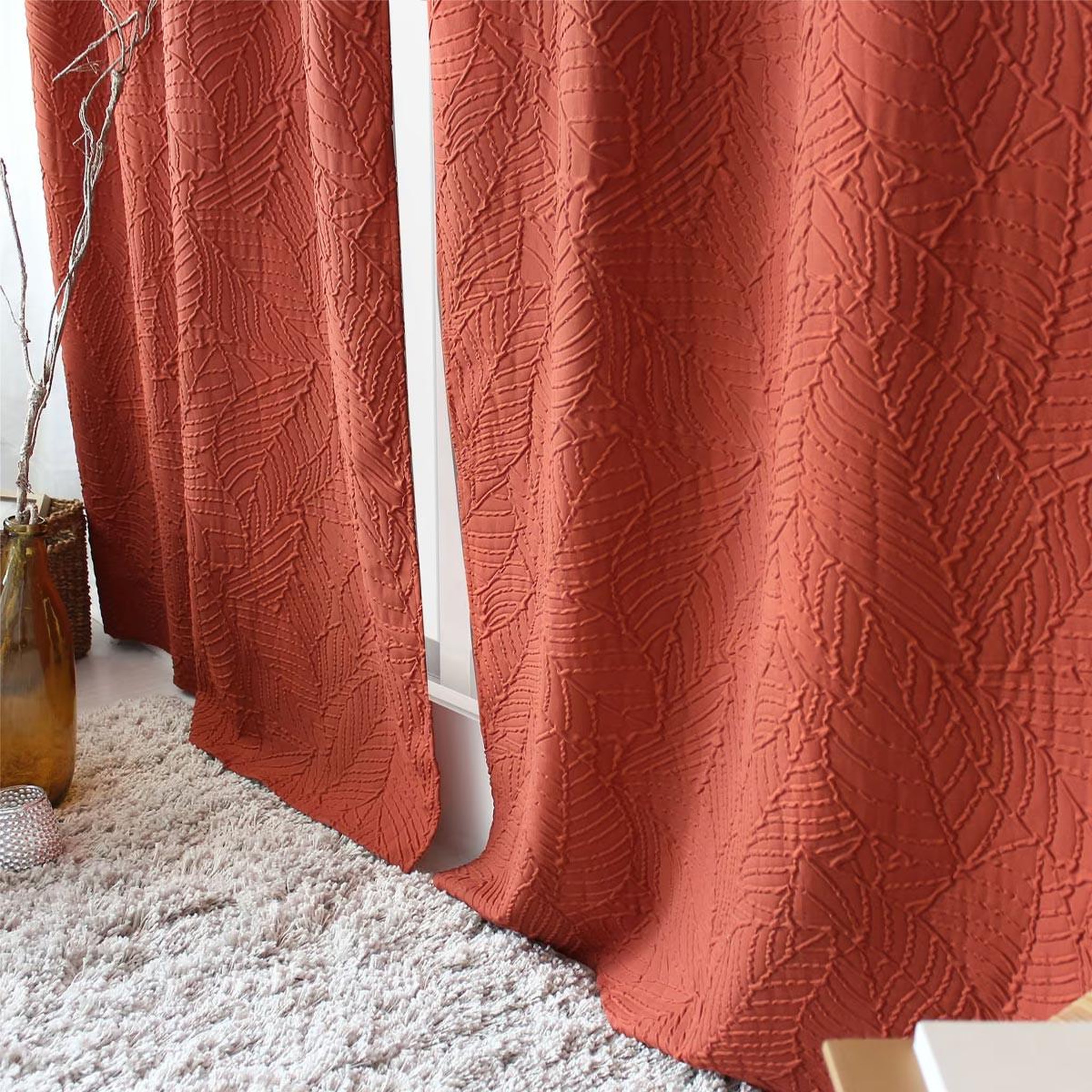 Voir la diapositive 3 : ENJOY HOME Rideau effet gaufré  karabane  135x240cm terracotta