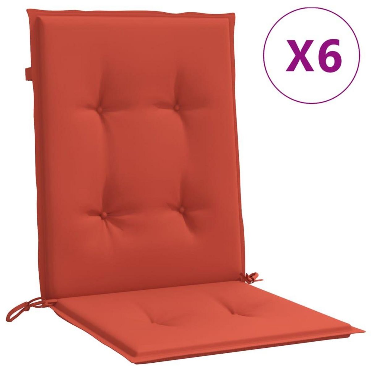 VIDAXL Coussins de chaise a dossier bas lot de 6 rouge melange tissu