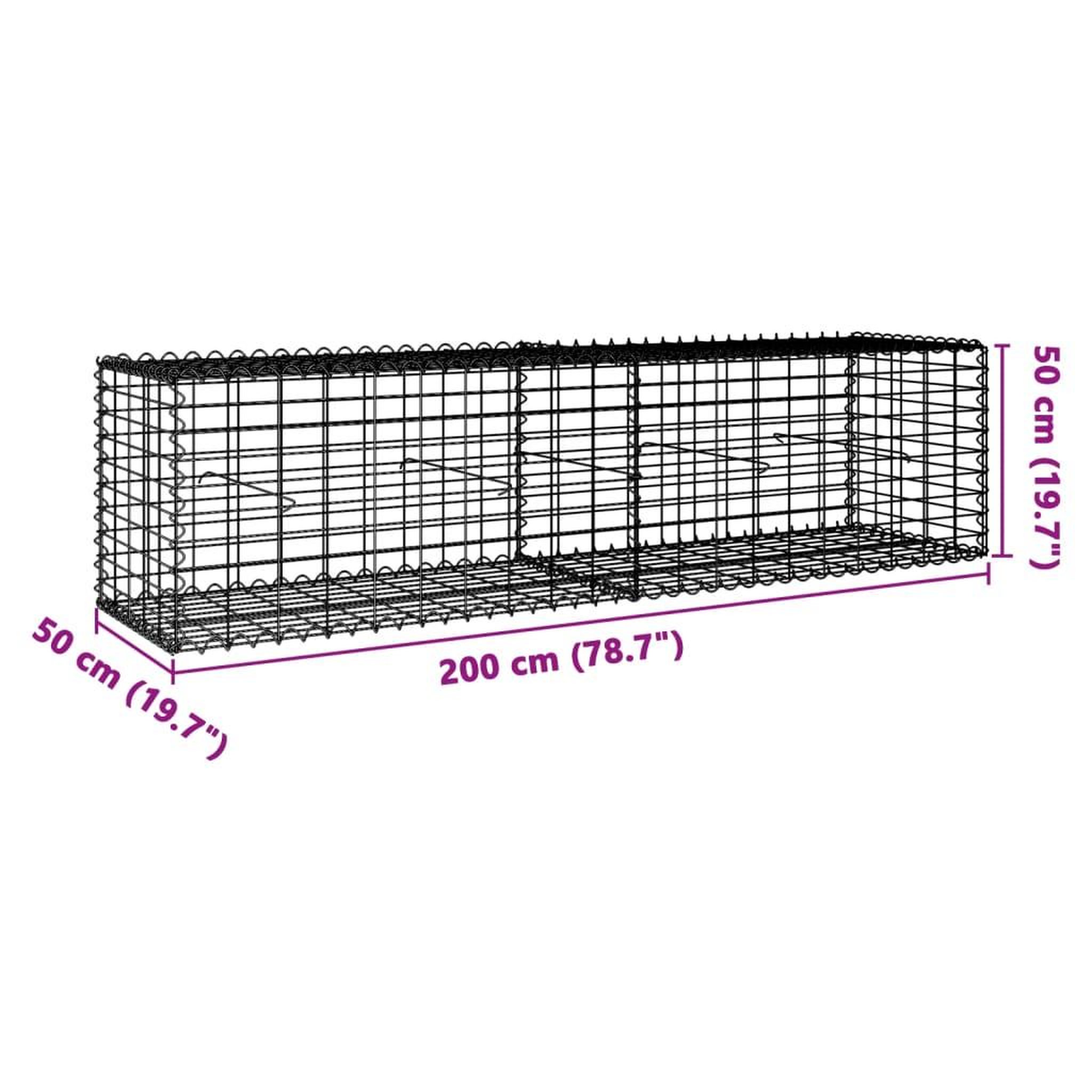 Voir la diapositive 6 : VIDAXL Panier gabion avec couvercle 200x50x50 cm fer galvanise
