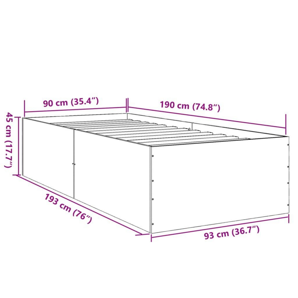VIDAXL Cadre de lit sans matelas chene sonoma 90x190 cm